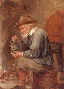 unknow artist An old man sitting by the fire,pouring with into a roemer France oil painting reproduction